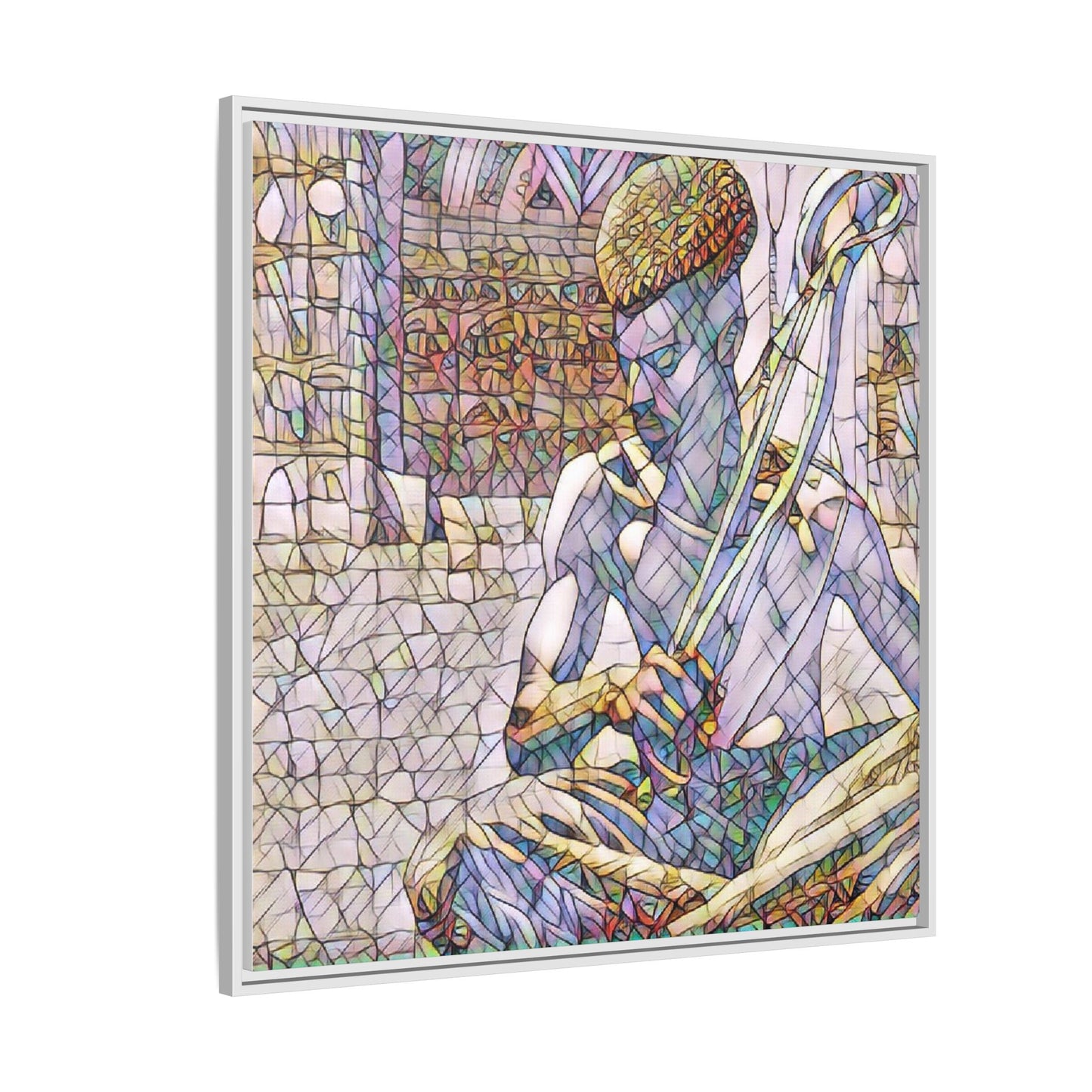 Framed Matte Canvas Art – Stained-Glass Style Musician Print