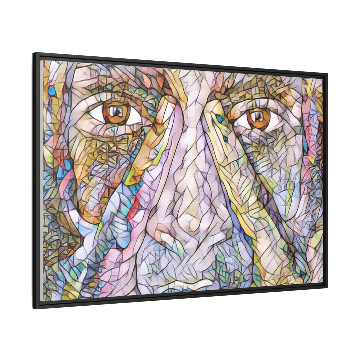 Abstract Stained-Glass Face Matte Canvas Framed Wall Art