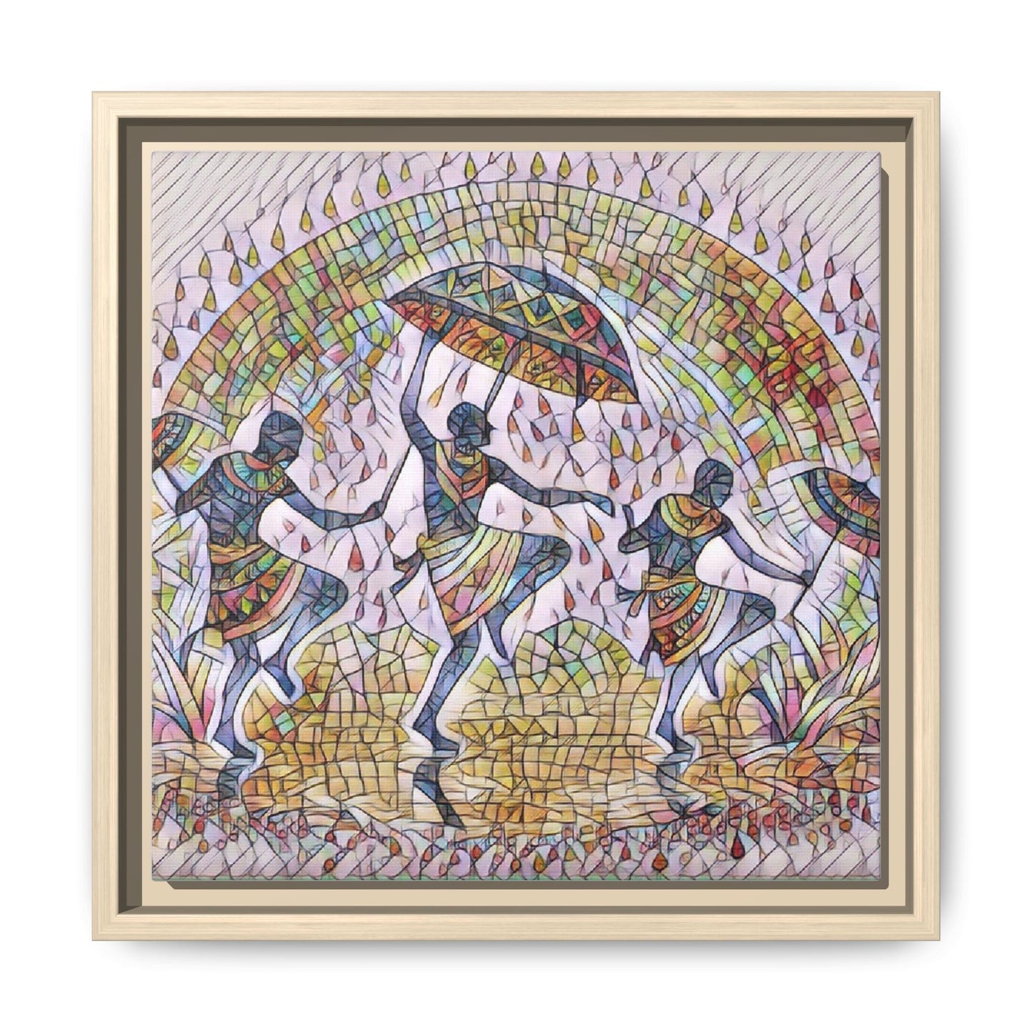 Framed Canvas Art — Colorful African Dance Mosaic