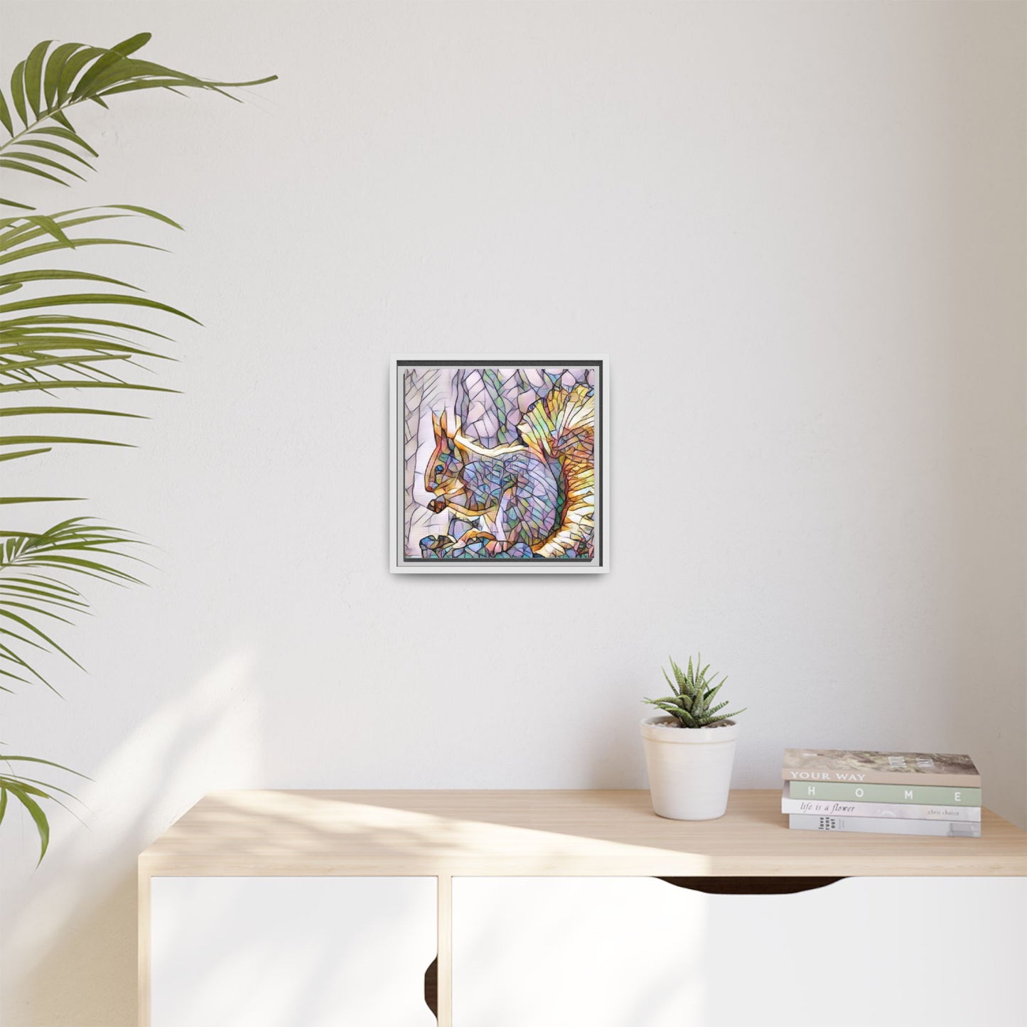 Framed Squirrel Mosaic Matte Canvas Wall Art
