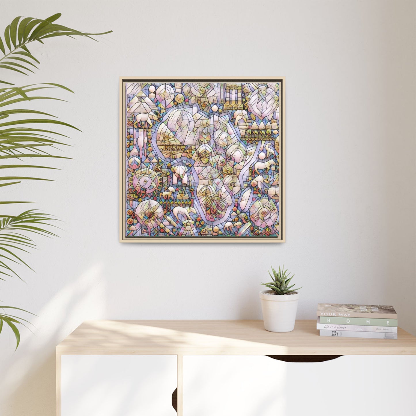 Abstract Stained-Glass Style Framed Canvas Print
