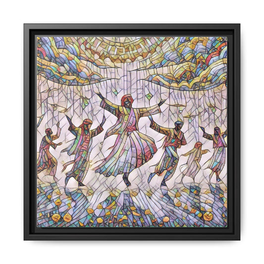 Framed Matte Canvas - Stained Glass Whirling Dervishes Spiritual Wall Art