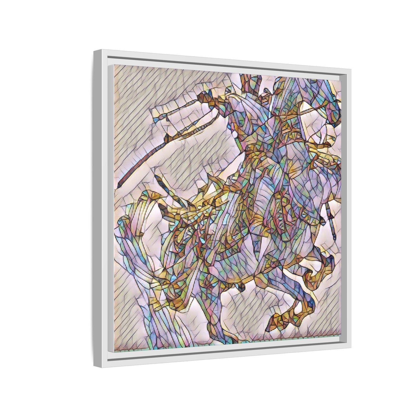 Framed Abstract Stained-Glass Horse Canvas