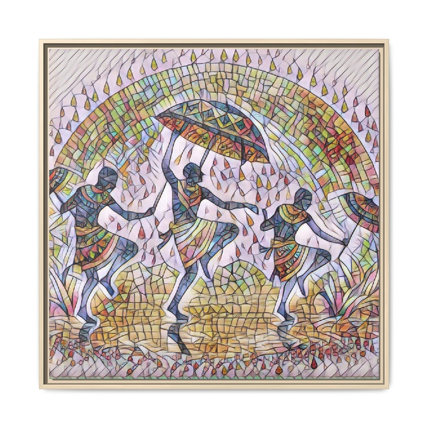 Framed Canvas Art — Colorful African Dance Mosaic
