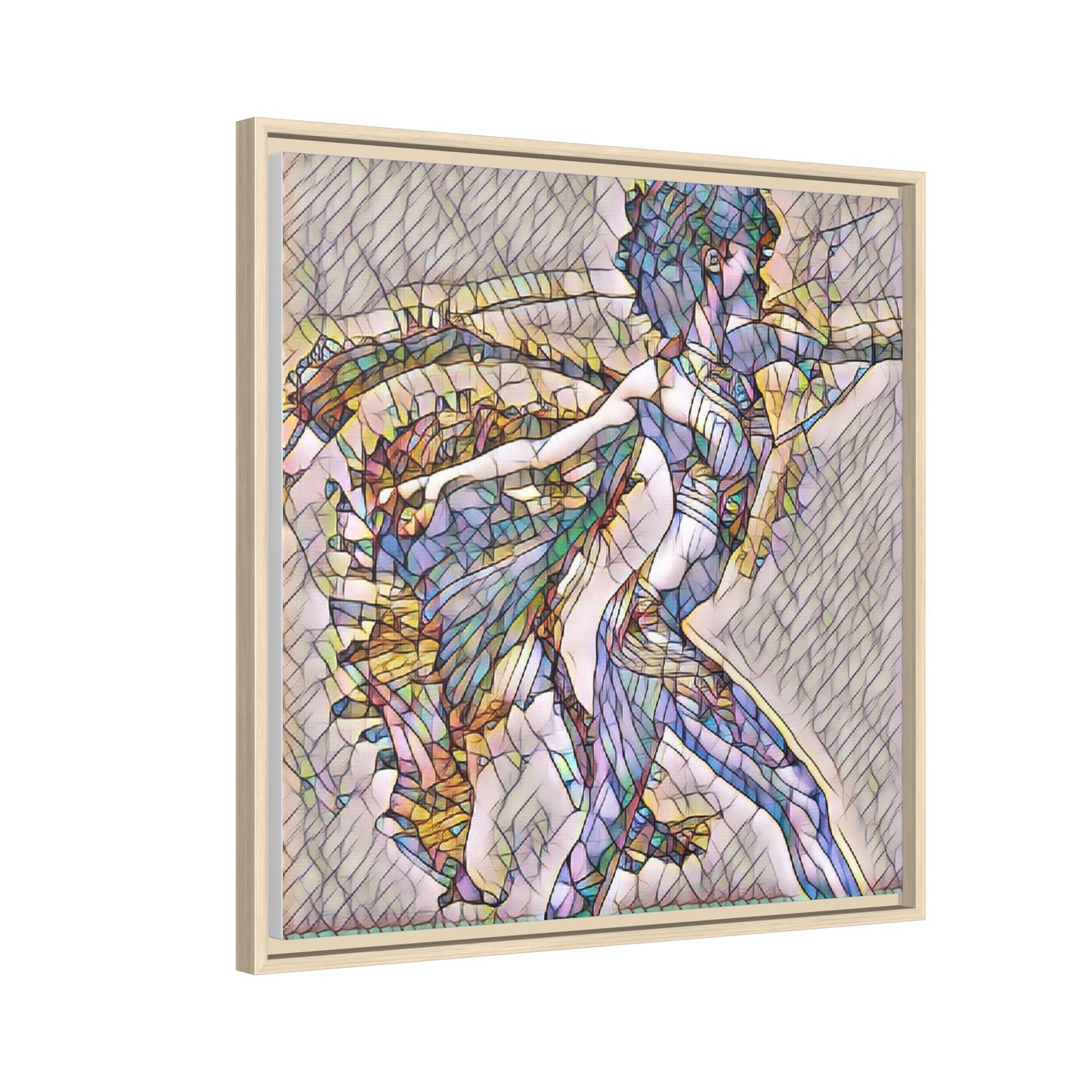 Abstract Stained-Glass Dancer Framed Canvas Art
