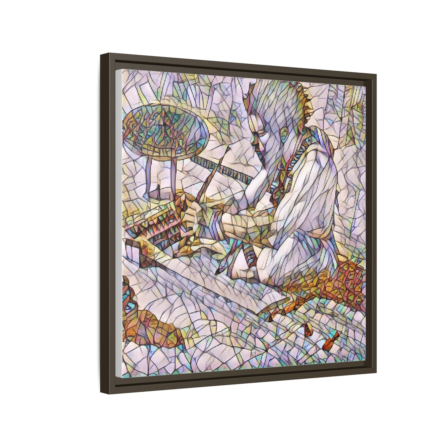 Framed Matte Canvas — Abstract Drummer Mosaic Wall Art