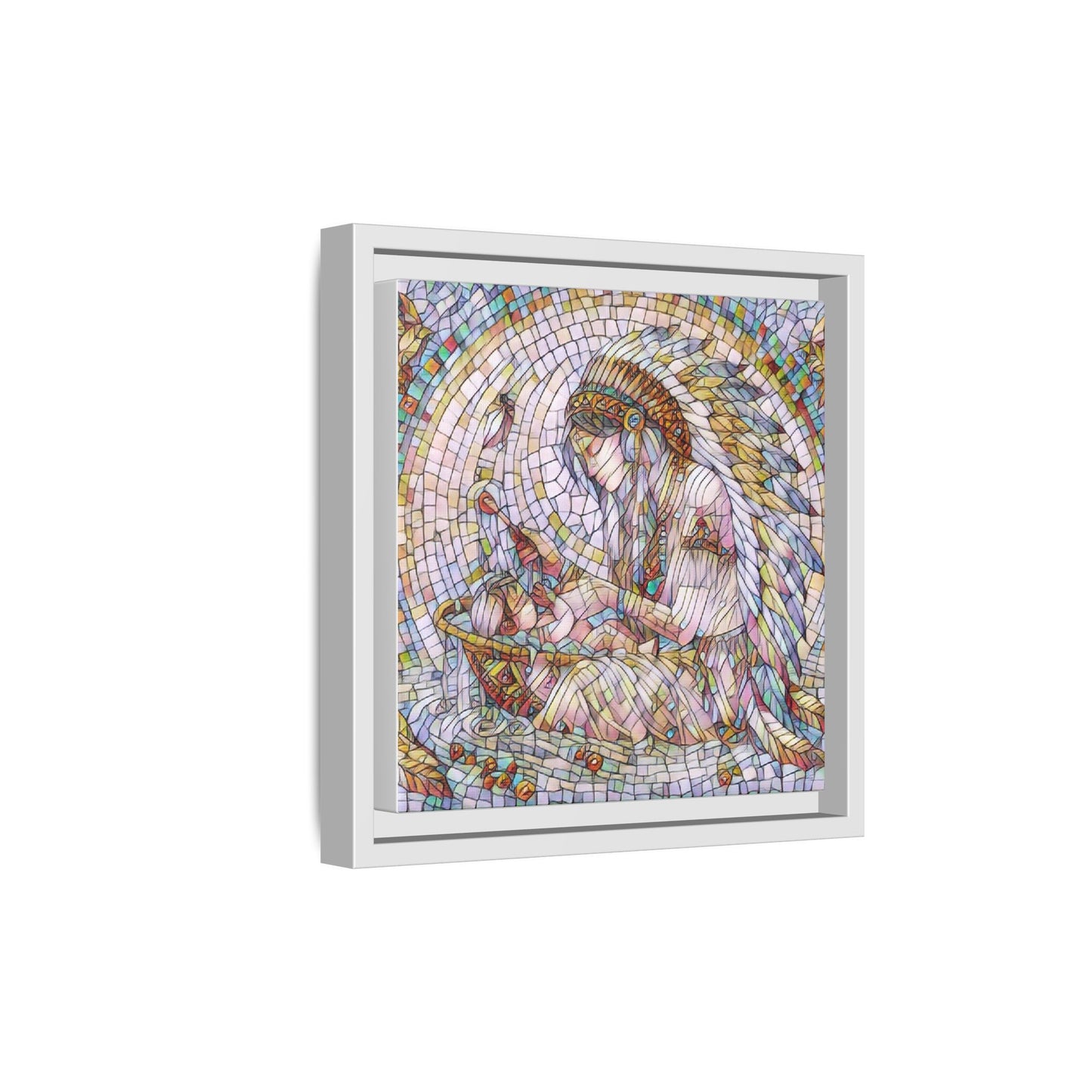 Framed Mosaic Native Mother & Child Matte Canvas Art
