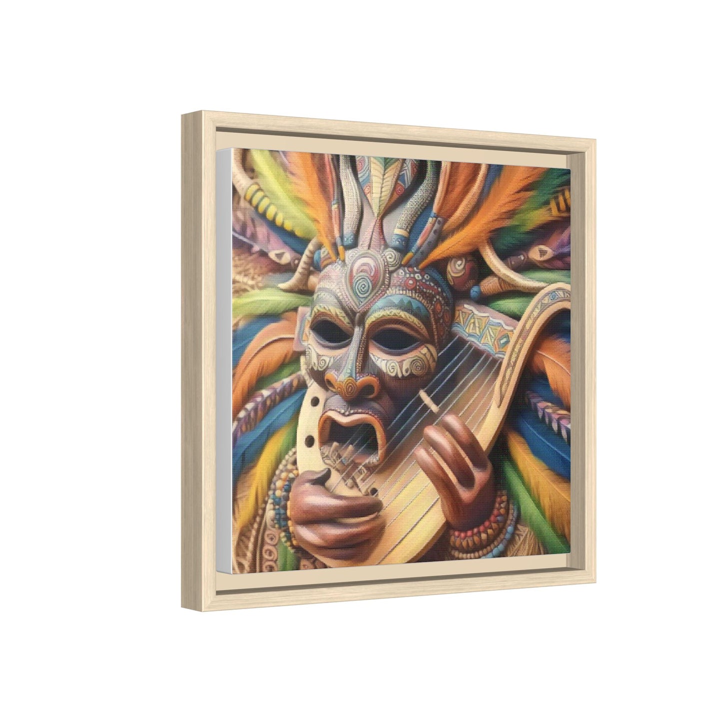 Colorful Tribal Mask Canvas — Framed Matte Wall Art