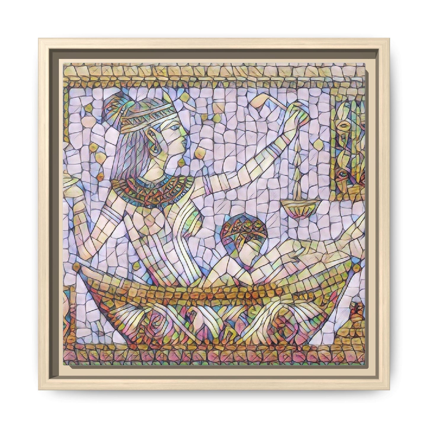 Egyptian Mosaic Goddess Matte Canvas Print (Framed)