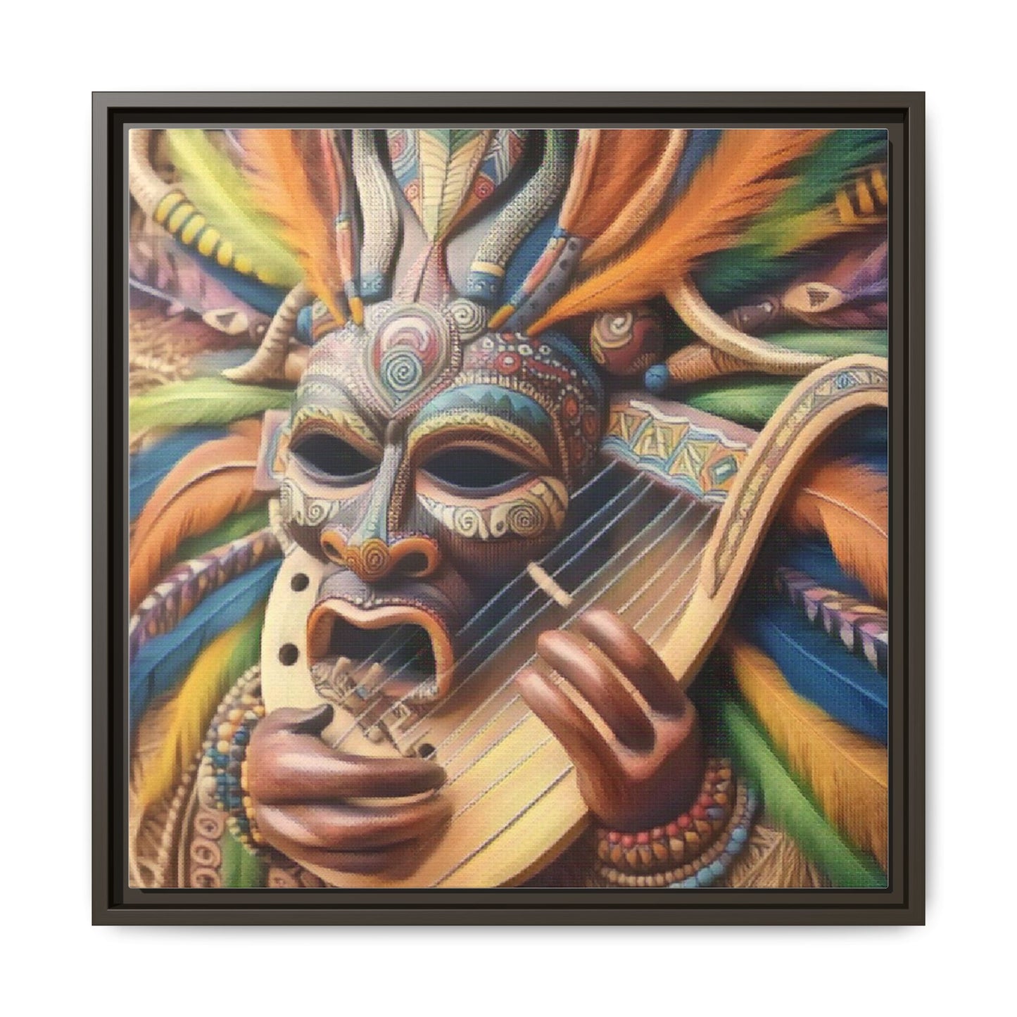 Colorful Tribal Mask Canvas — Framed Matte Wall Art