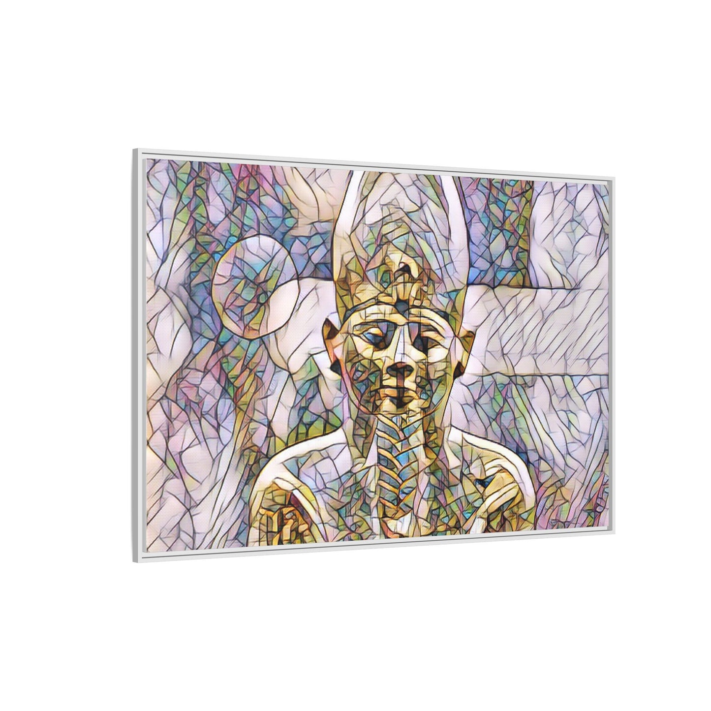 Egyptian Pharaoh Stained-Glass Style Matte Canvas Print, Framed