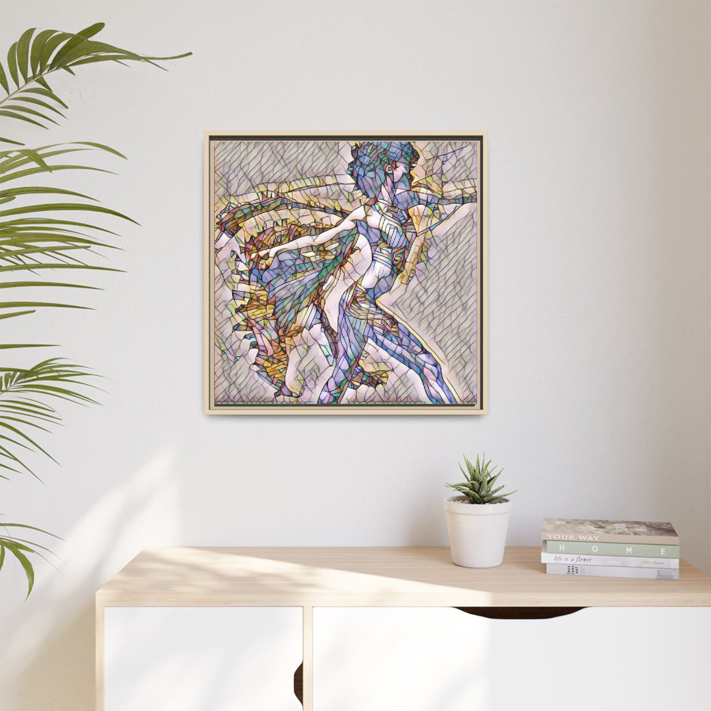 Abstract Stained-Glass Dancer Framed Canvas Art
