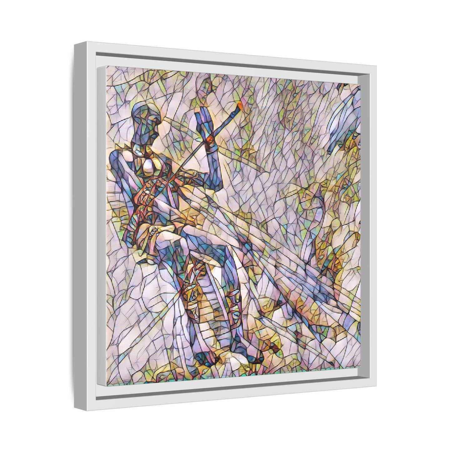 Abstract Stained-Glass Warrior Framed Canvas