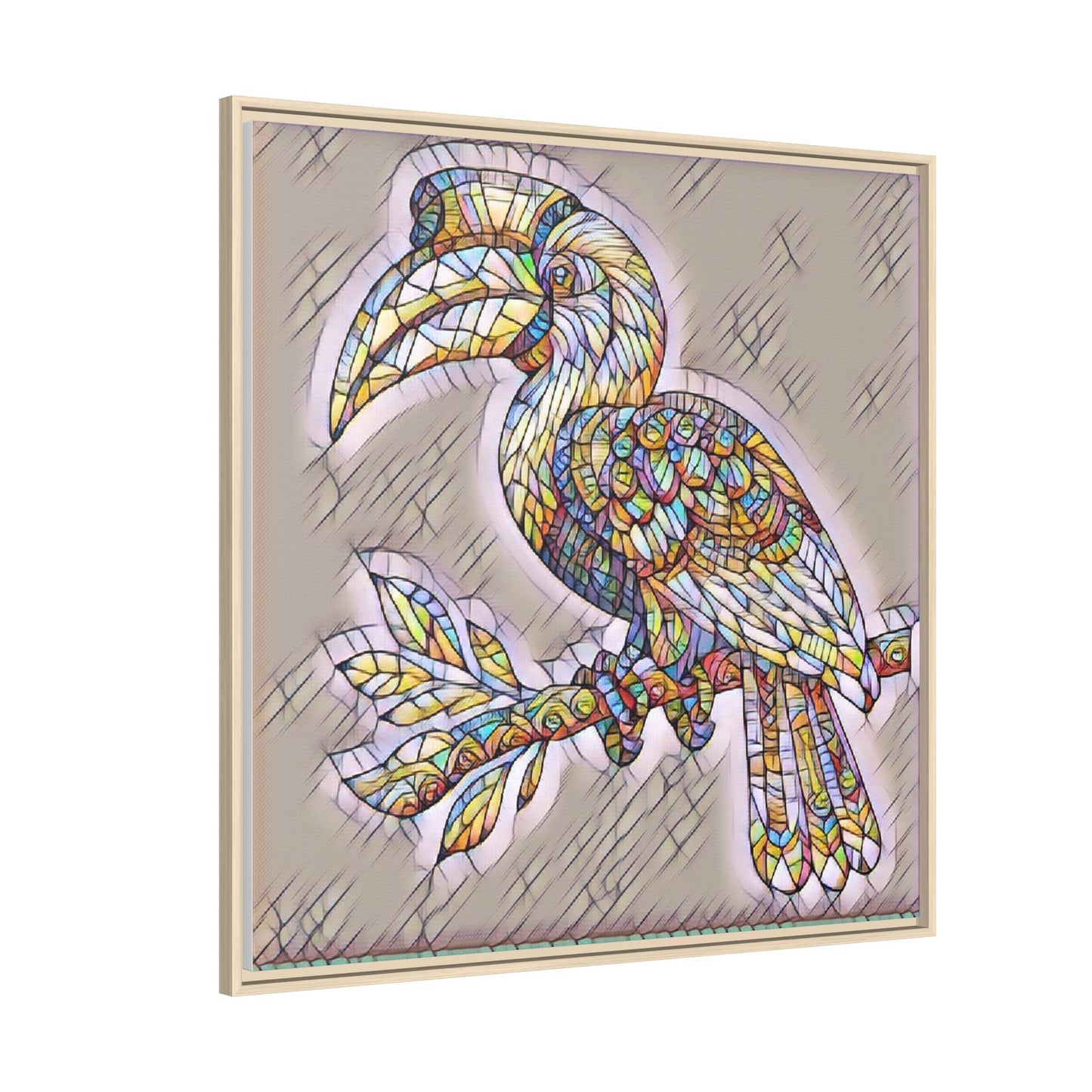 Colorful Stained Glass Toucan Matte Canvas Framed Wall Art