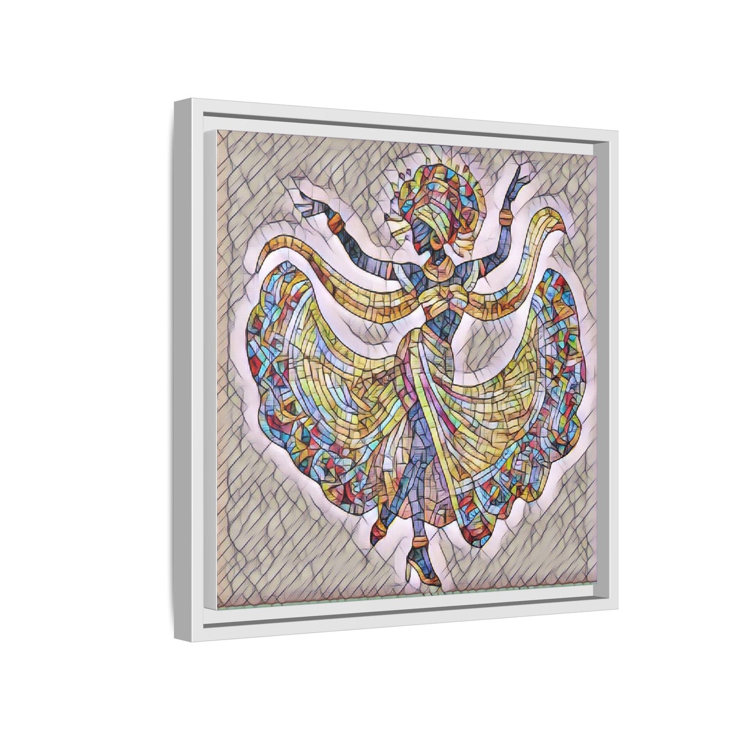 Colorful Mosaic Dancer Framed Canvas Art