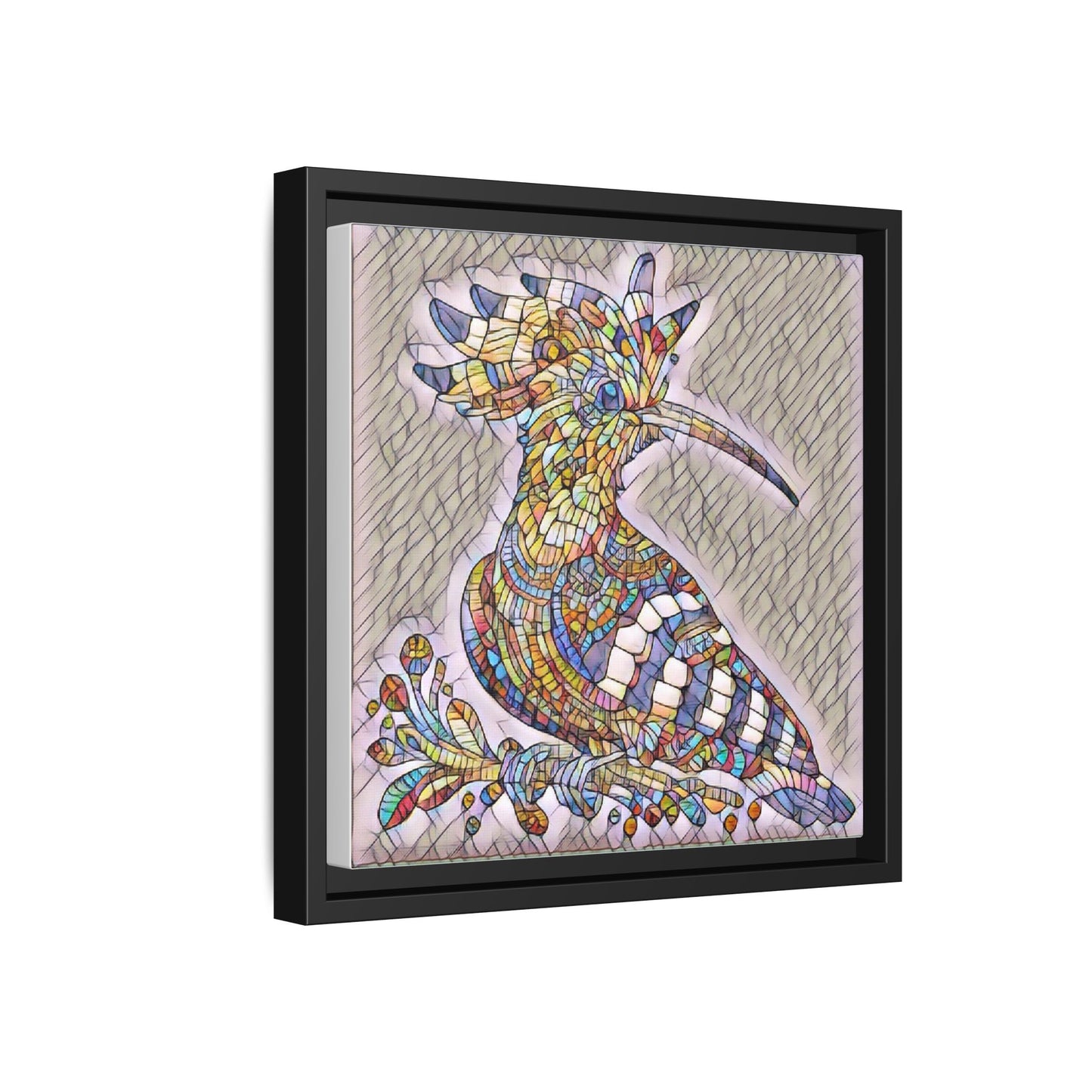 Colorful Mosaic Bird Matte Framed Canvas Wall Art