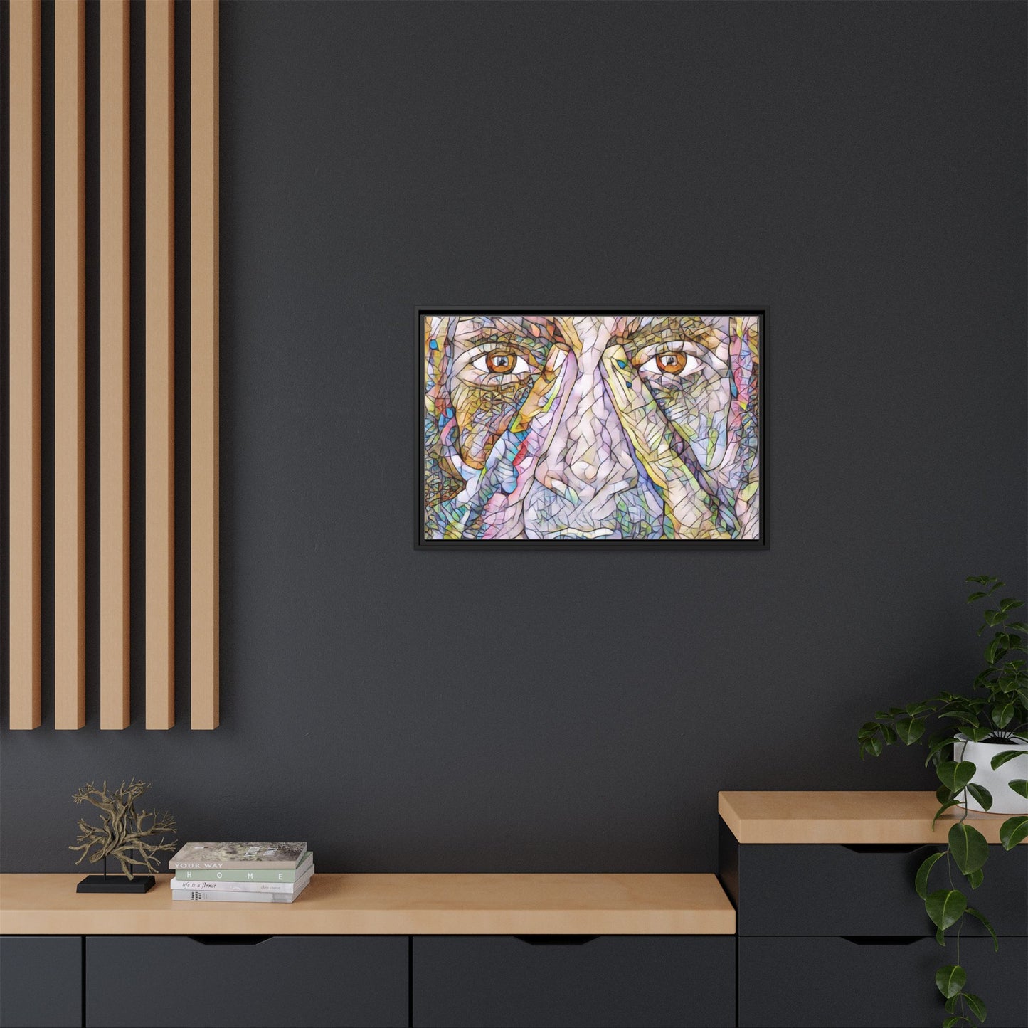 Abstract Stained-Glass Face Matte Canvas Framed Wall Art