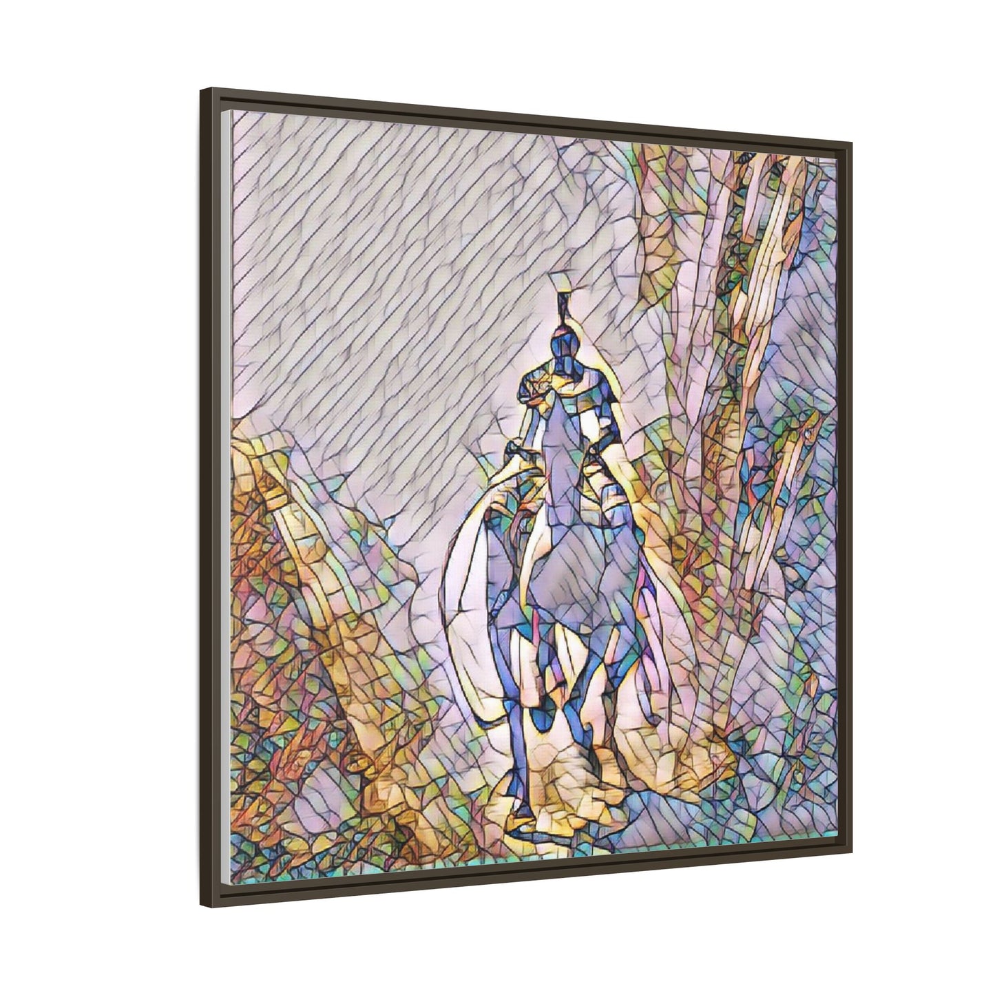 Stained-Glass Knight Matte Framed Canvas Wall Art