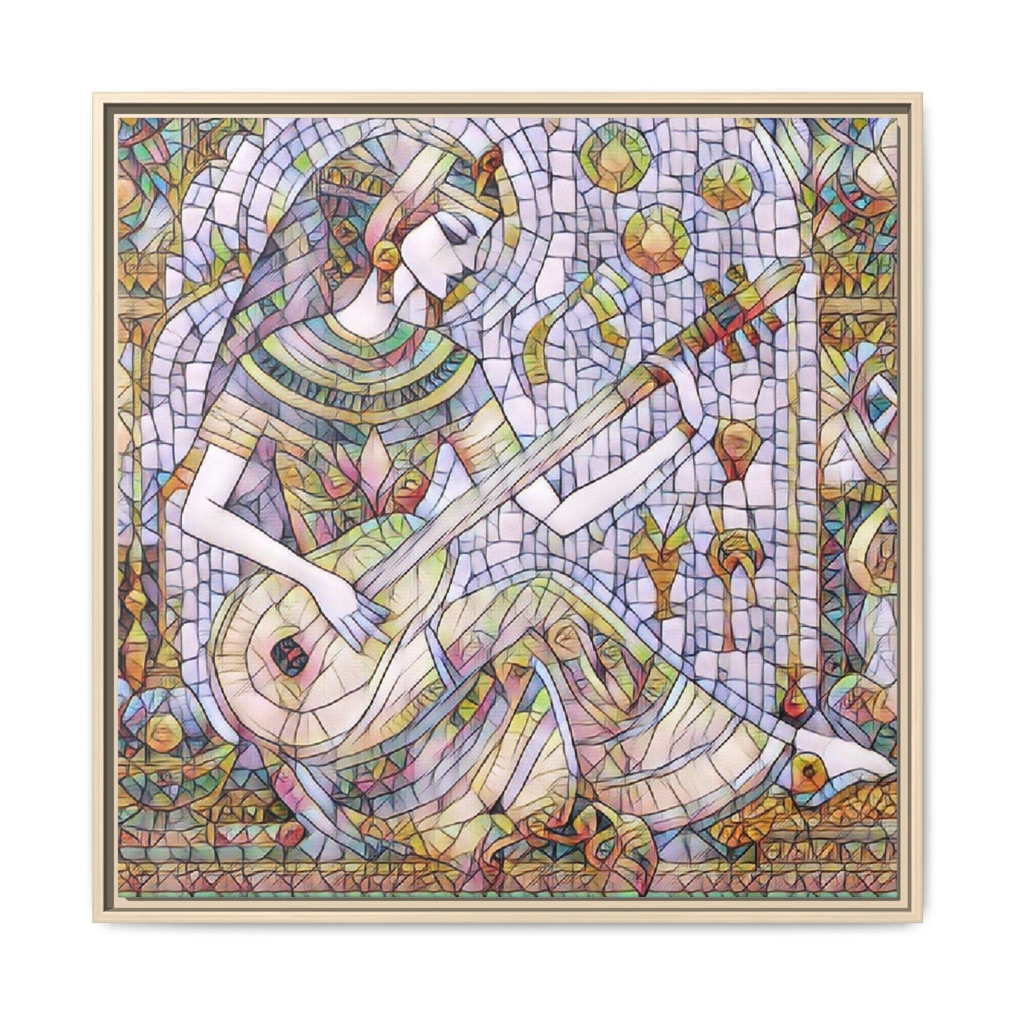 Egyptian Muse Mosaic Matte Canvas Framed Wall Art