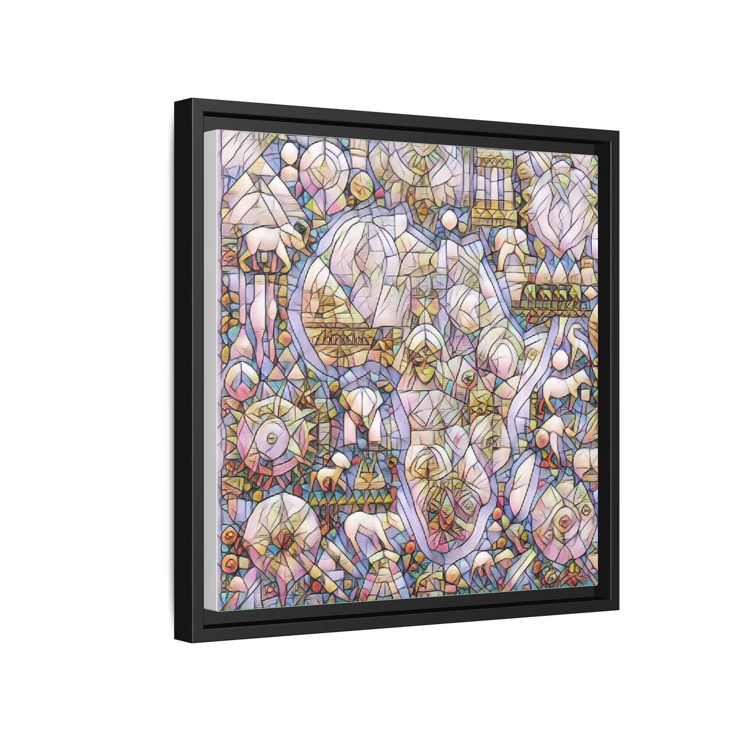 Abstract Stained-Glass Style Framed Canvas Print