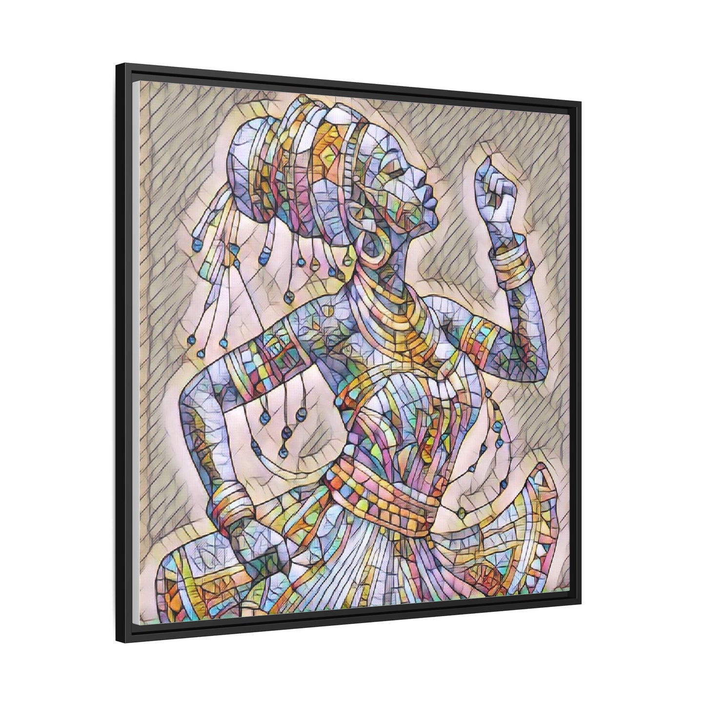 Framed Canvas Art — Colorful Mosaic Dancer