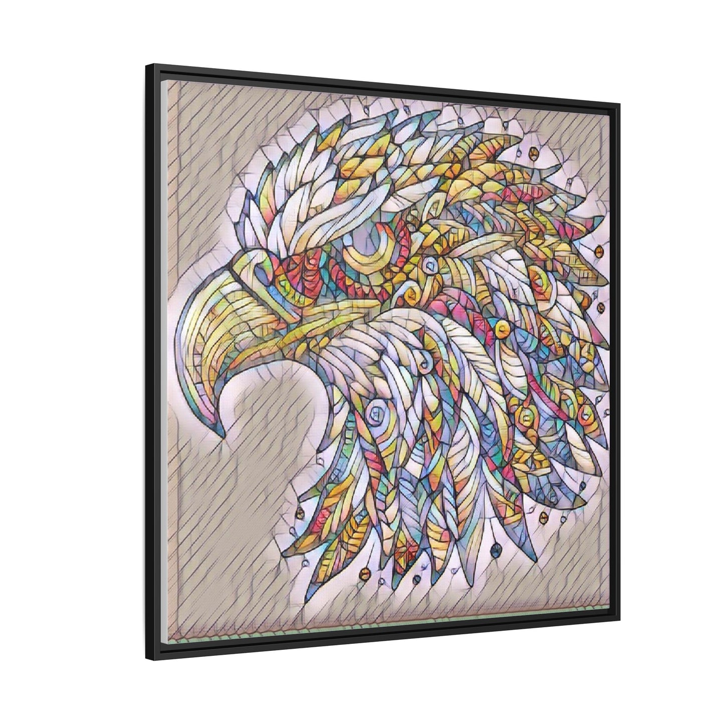 Colorful Eagle Head Matte Framed Canvas Art