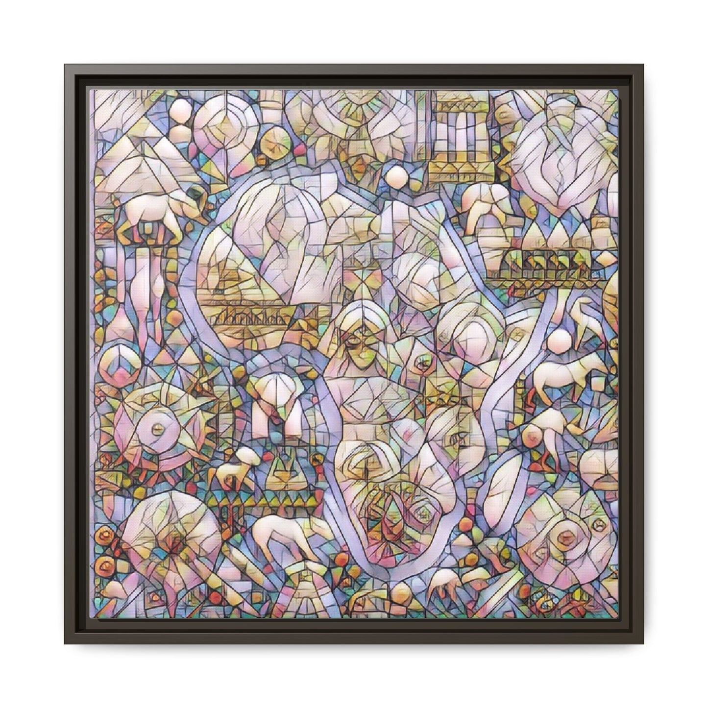 Abstract Stained-Glass Style Framed Canvas Print