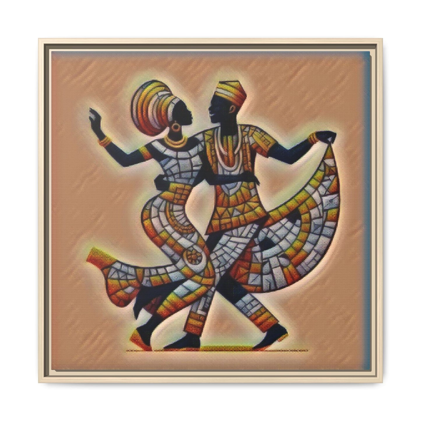Framed African Dance Mosaic Art Print — Matte Canvas Wall Decor