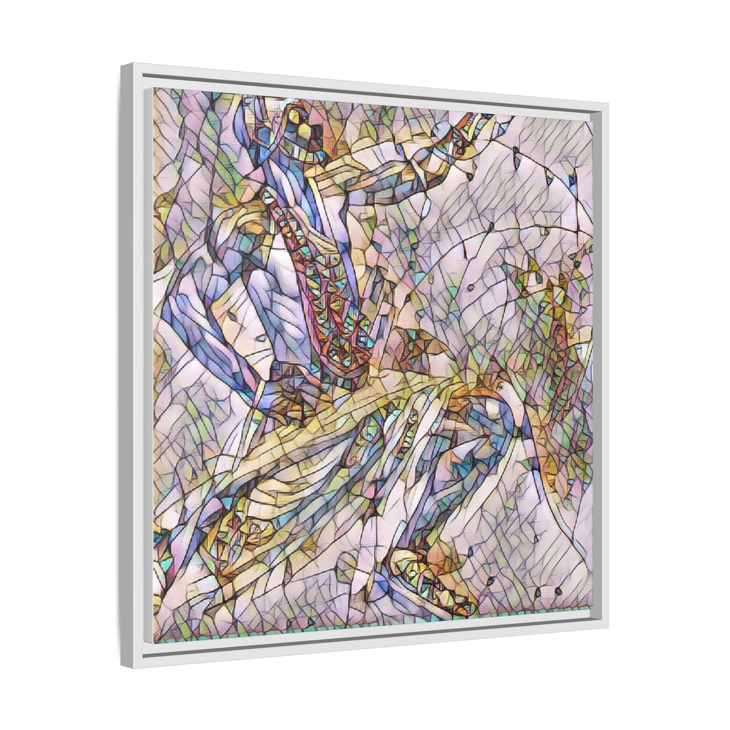 Abstract Stained-Glass Dancers — Framed Matte Canvas Art