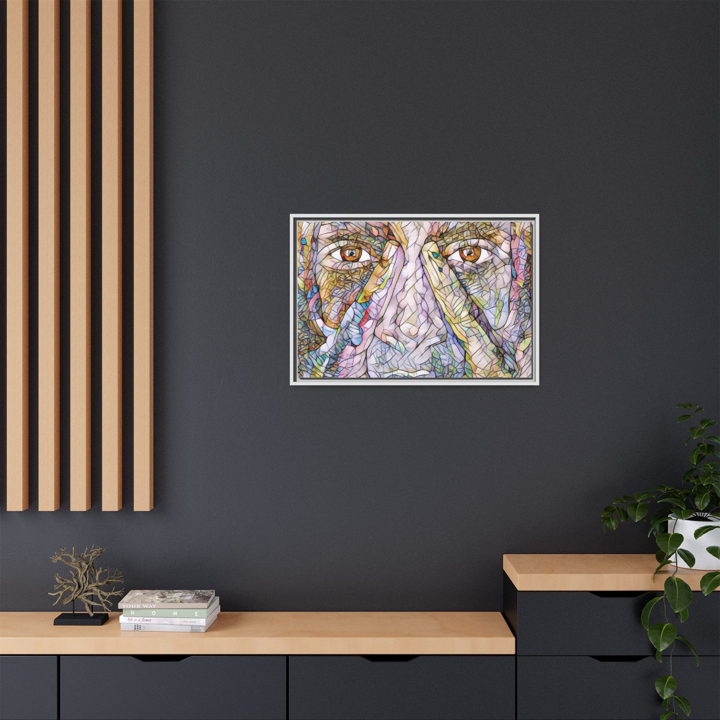 Abstract Stained-Glass Face Matte Canvas Framed Wall Art