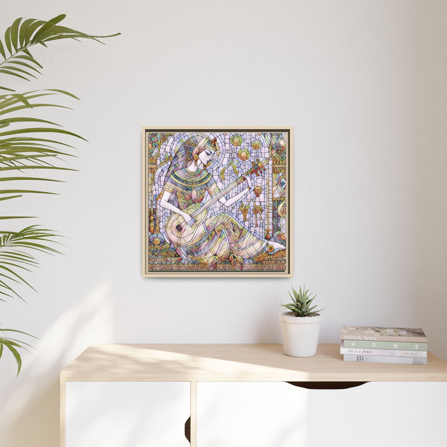 Egyptian Muse Mosaic Matte Canvas Framed Wall Art