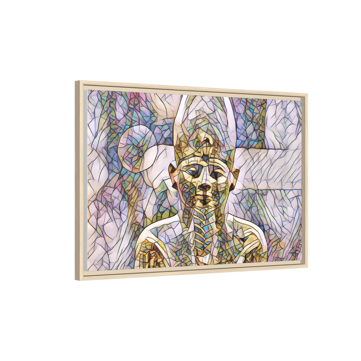 Egyptian Pharaoh Stained-Glass Style Matte Canvas Print, Framed