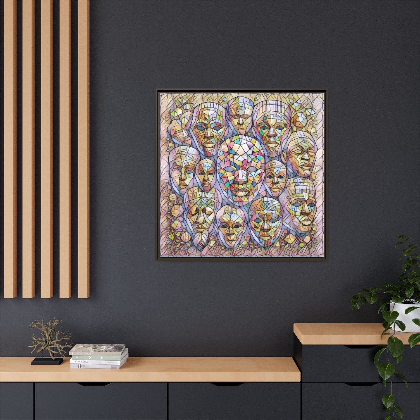 Framed Art Print — Mosaic Faces Matte Canvas
