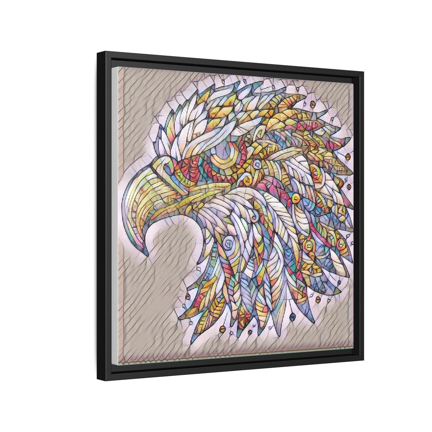 Colorful Eagle Head Matte Framed Canvas Art