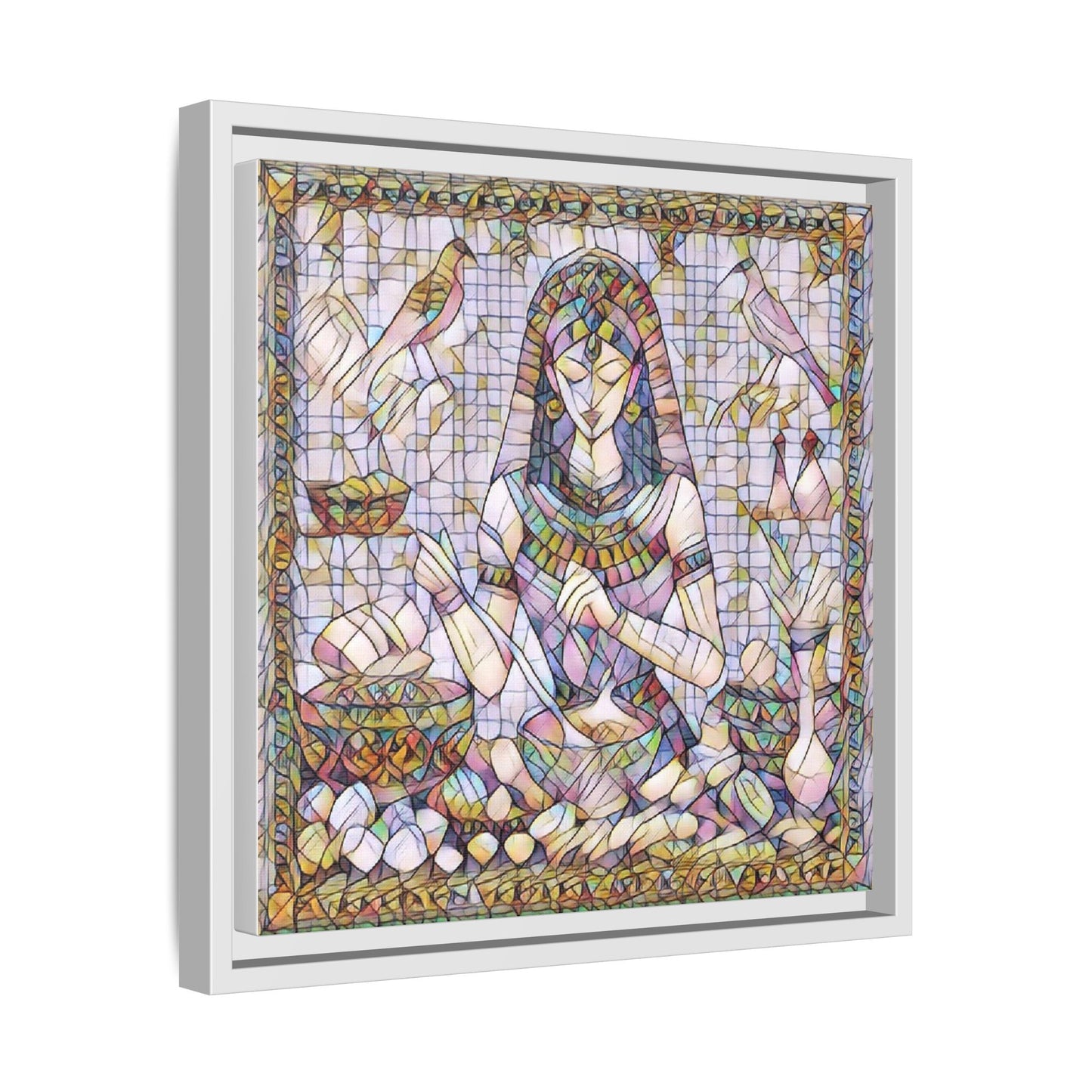 Egyptian Goddess Mosaic Framed Canvas Art