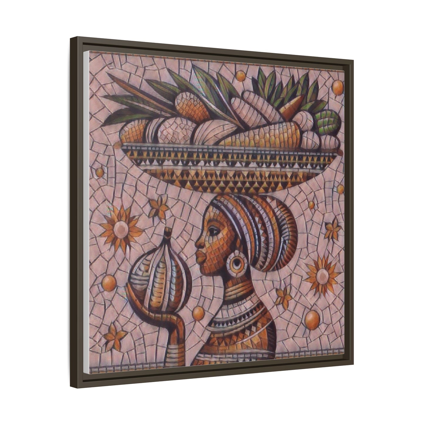 Egyptian Mosaic Goddess Matte Framed Canvas Wall Art