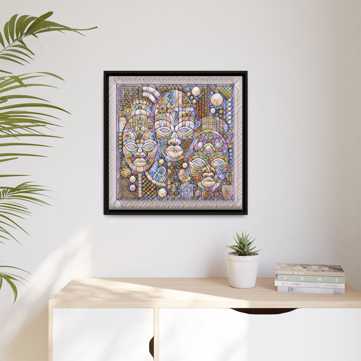 Abstract African Mask Art — Framed Matte Canvas Wall Art