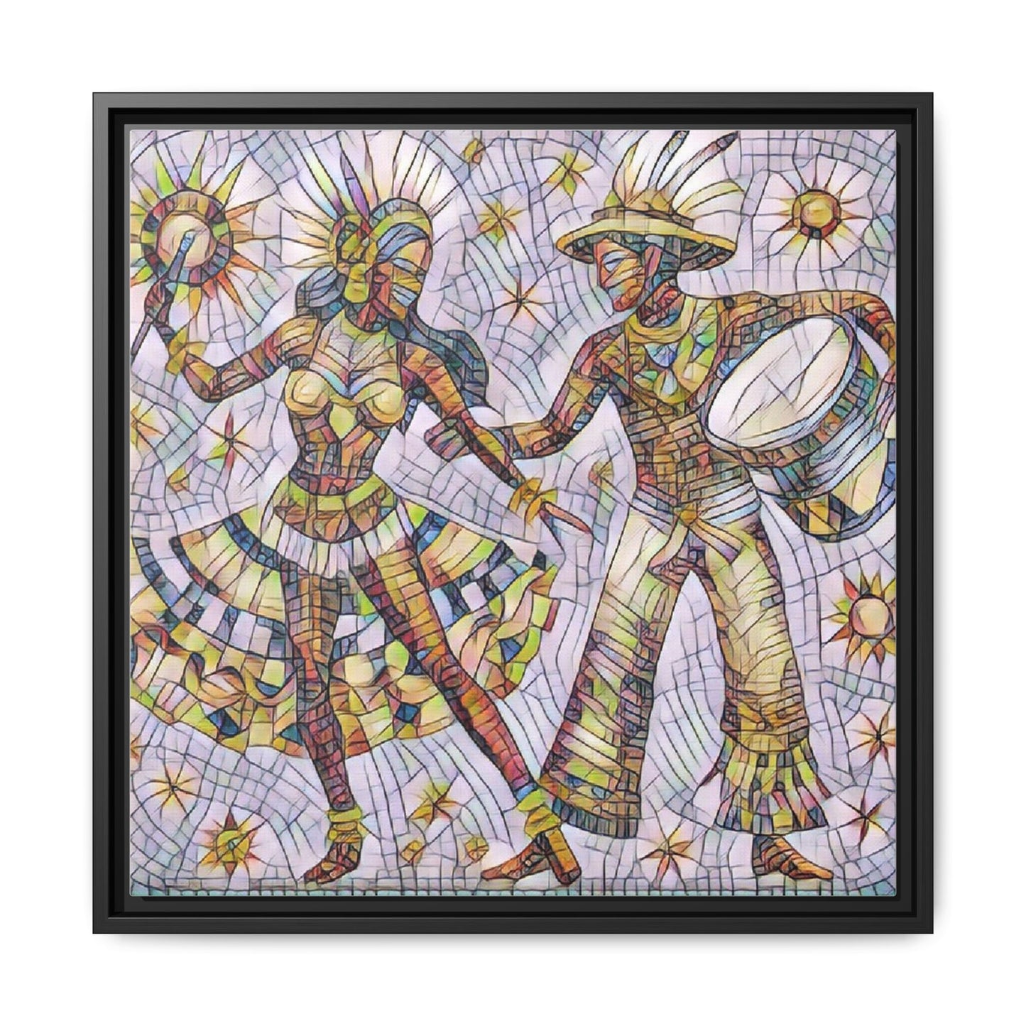 Carnival Dancers Framed Canvas Art – Colorful Samba Couple Print