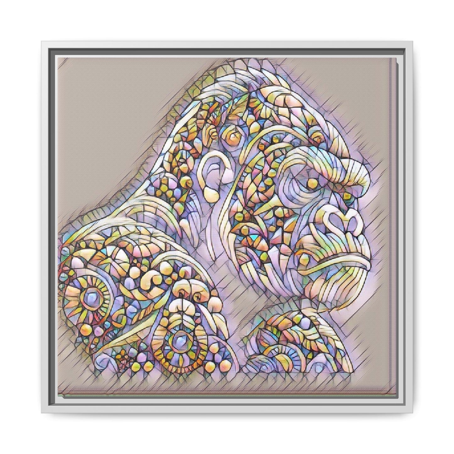 Colorful Ornate Gorilla Matte Canvas Framed Wall Art