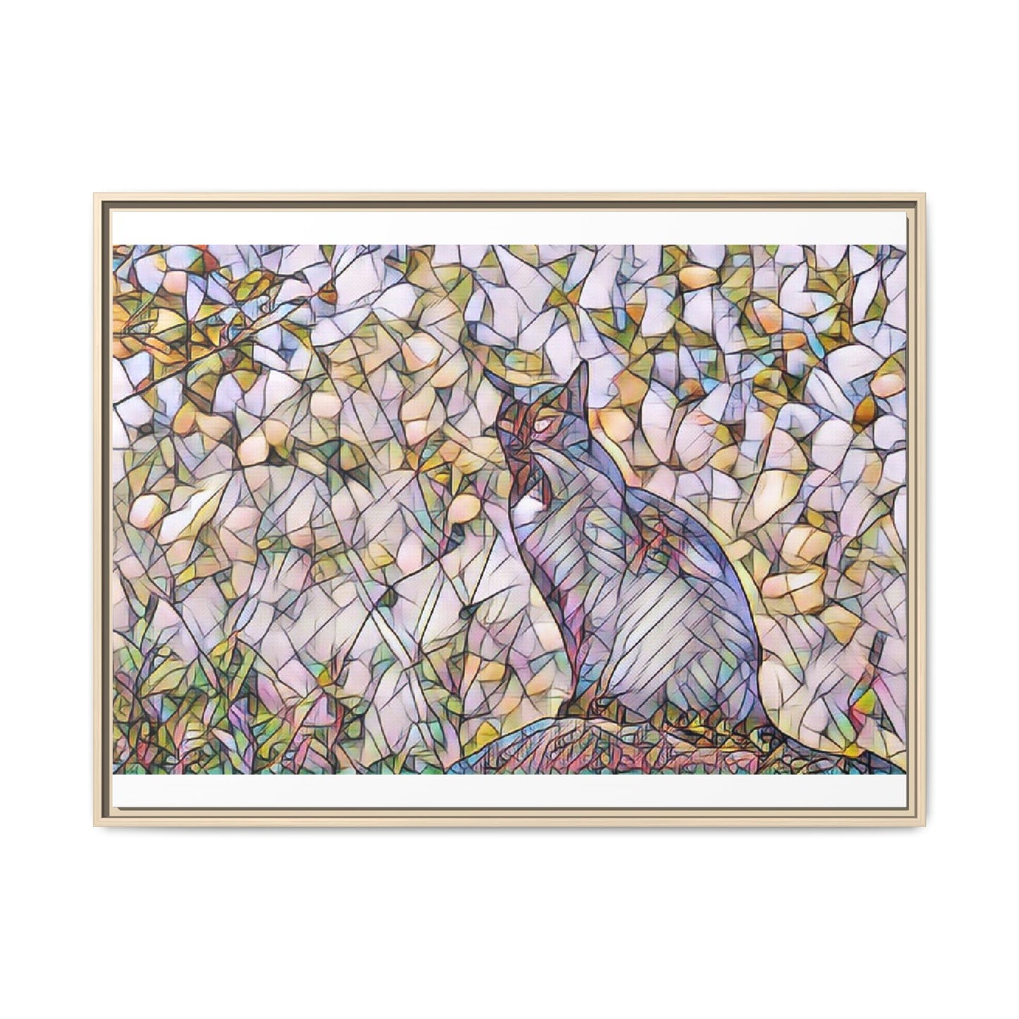 Framed Canvas Art - Stained Glass Heron Nature Print