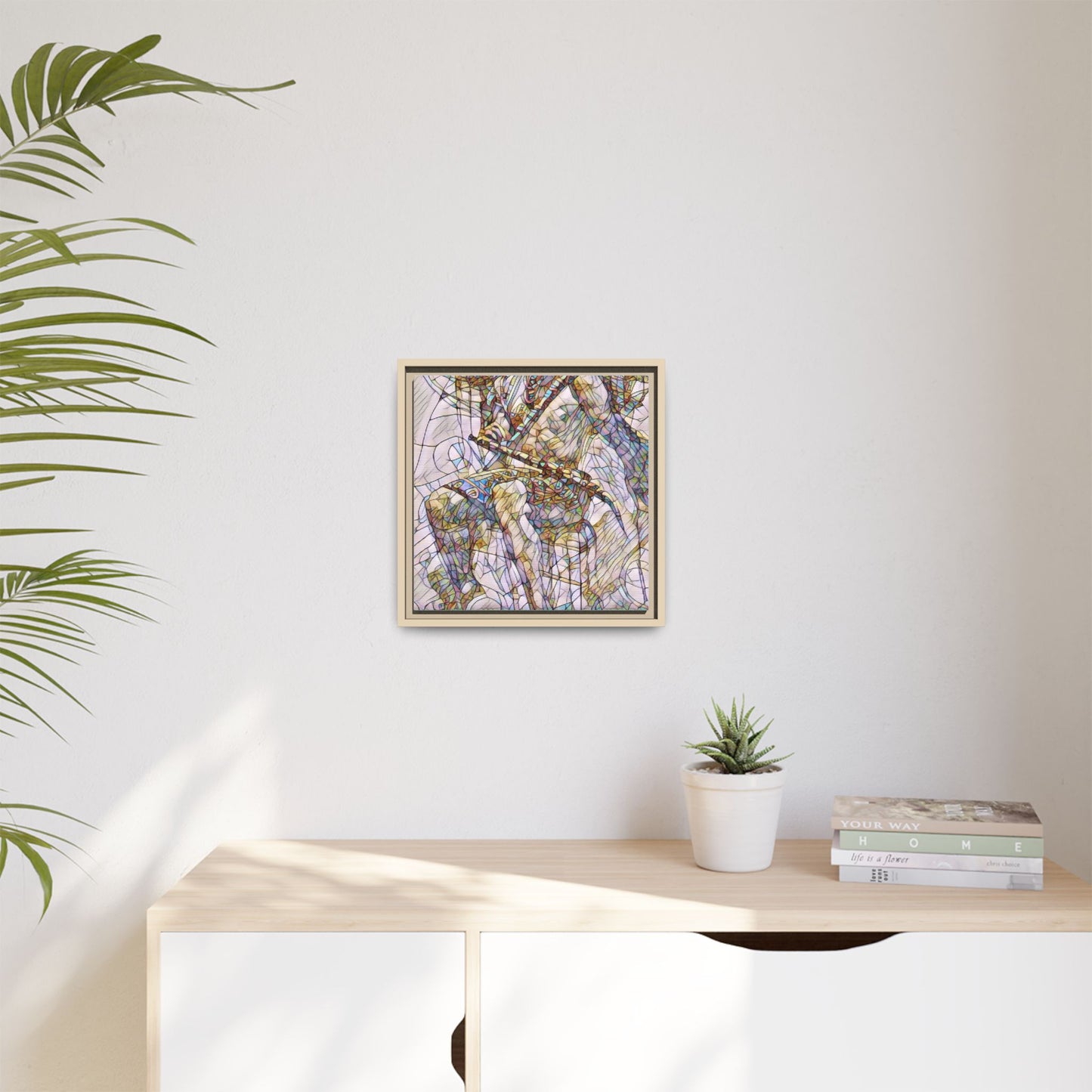 Framed Abstract Musician Canvas Art — Multi‑Color Jazz Saxophone Print