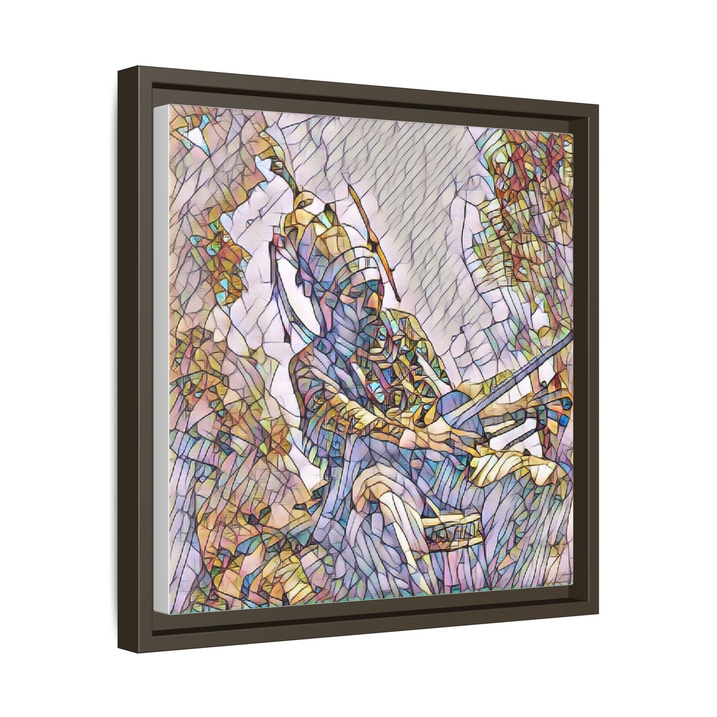 Framed Archery Canvas Print — Stained-Glass Archer Wall Art