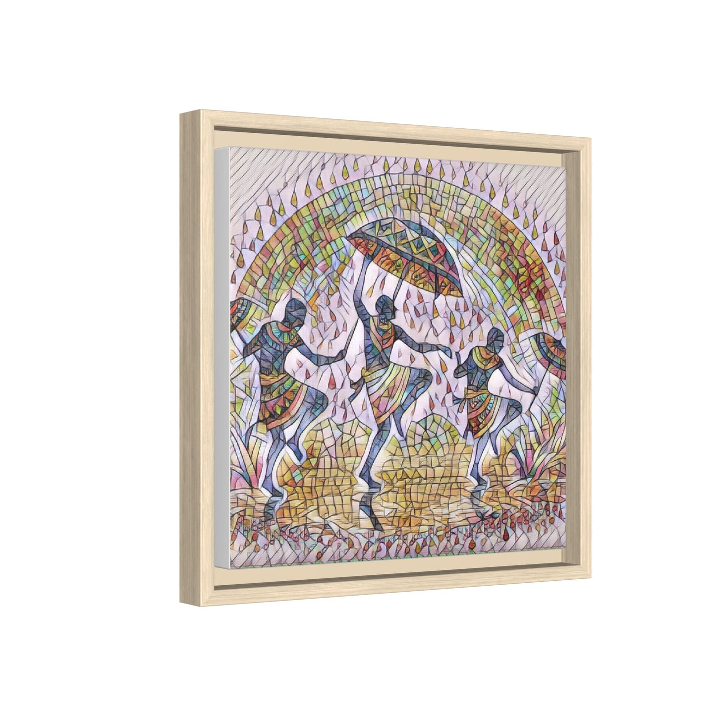 Framed Canvas Art — Colorful African Dance Mosaic