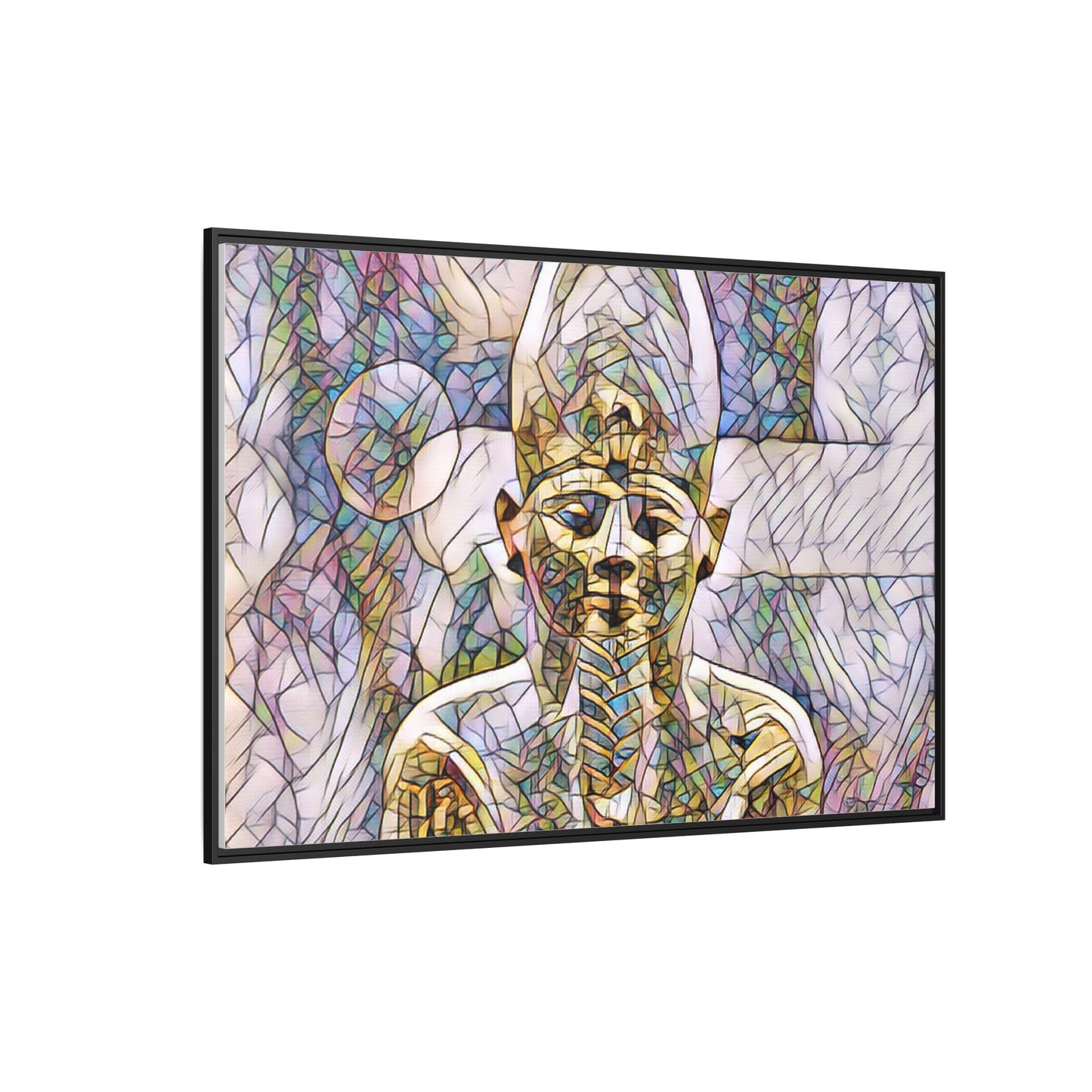 Egyptian Pharaoh Stained-Glass Style Matte Canvas Print, Framed