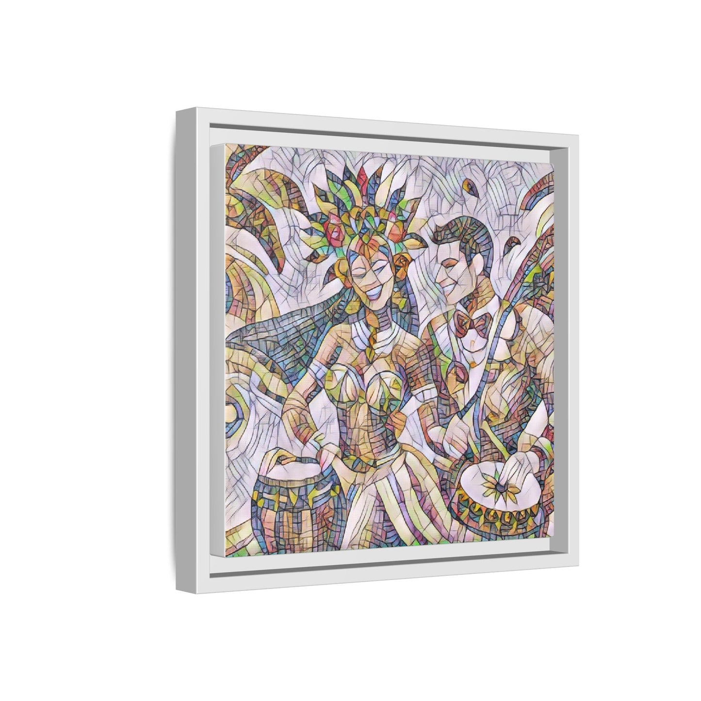 Carnival Samba Dancers Framed Canvas Art — Colorful Brazilian Festival Wall Decor