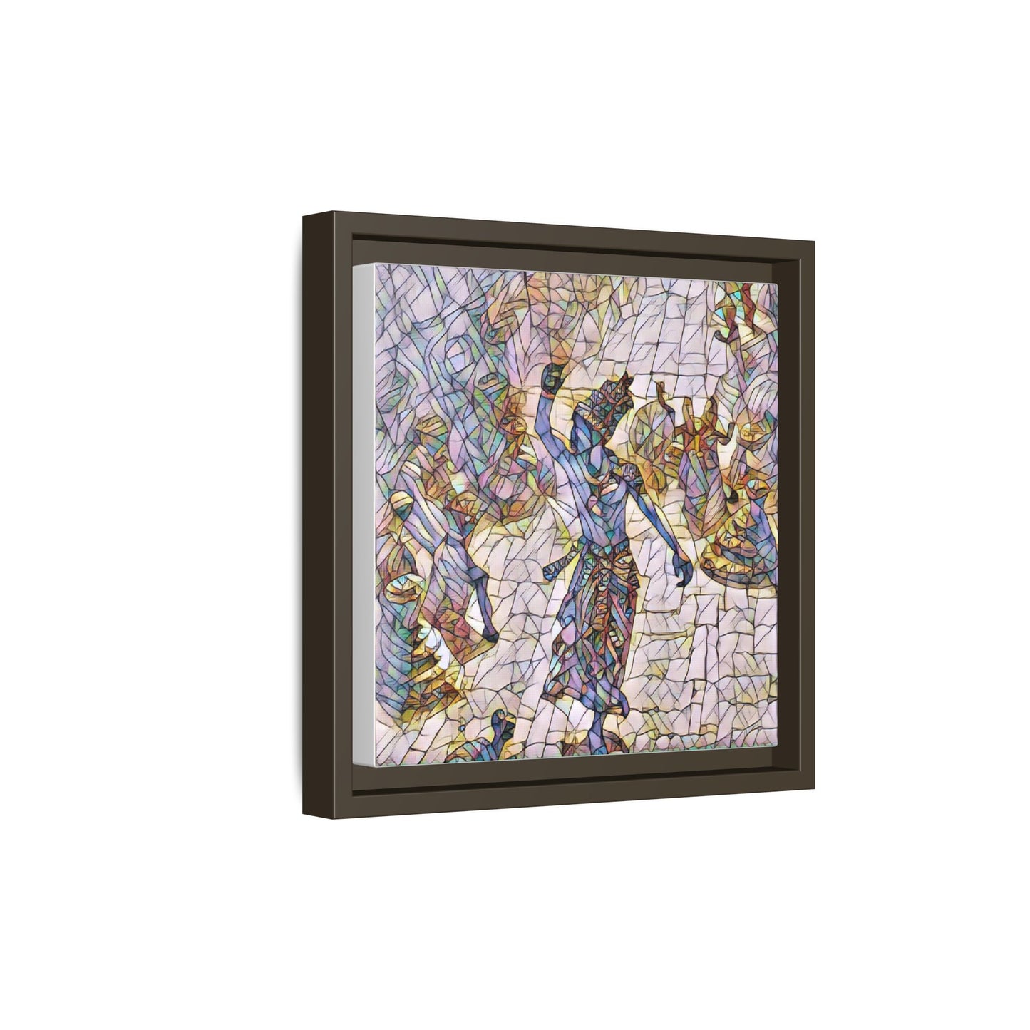 Framed Canvas Art — Colorful Mosaic Krishna Dance Print
