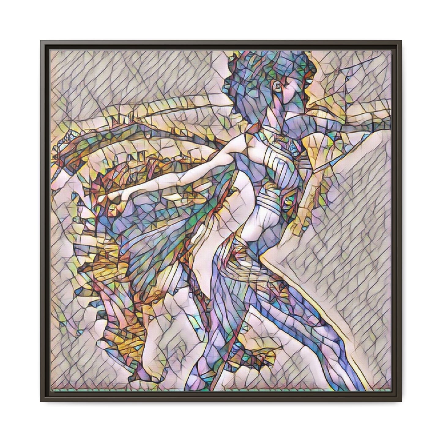 Abstract Stained-Glass Dancer Framed Canvas Art