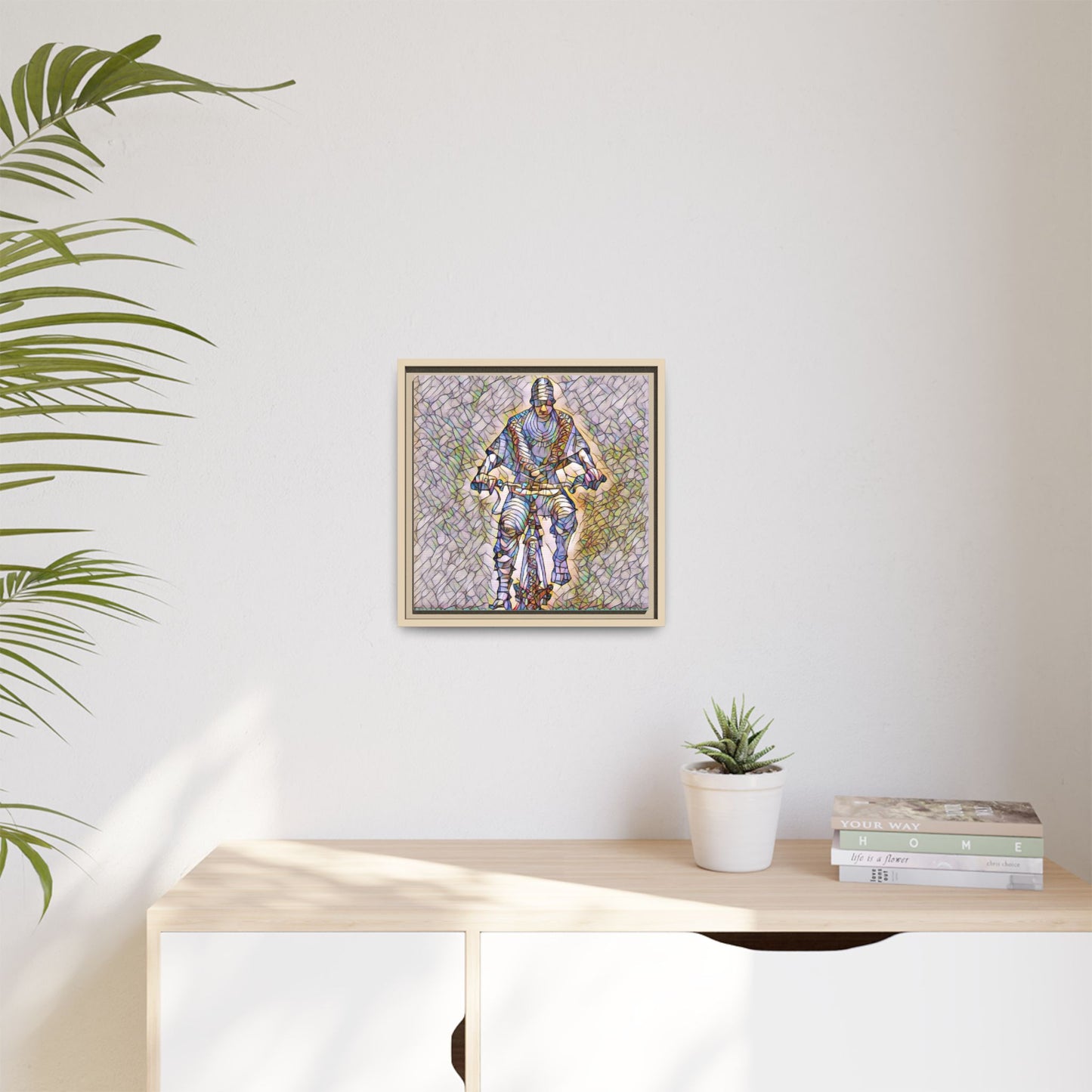 Yekhee Bicycle Rider - Framed Canvas Wall Art Print | Cycling Decor
