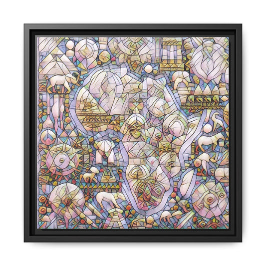 Abstract Stained-Glass Style Framed Canvas Print
