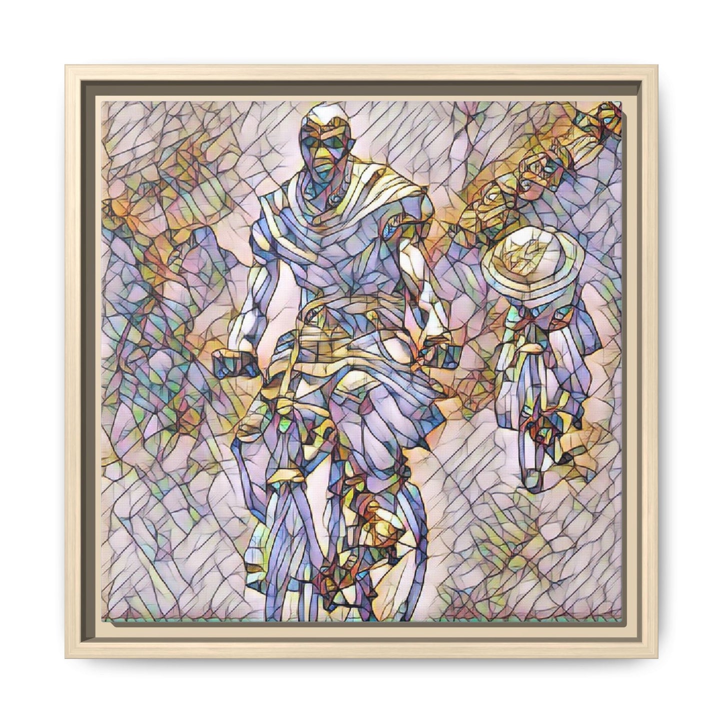 Framed Matte Canvas — Abstract Cyclist Artwork (Multi‑Color)